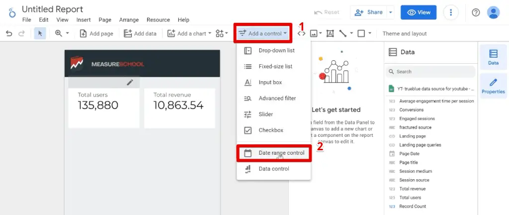Adding a date range control