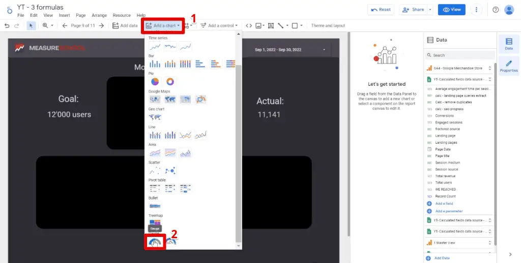Adding a gauge chart to the report