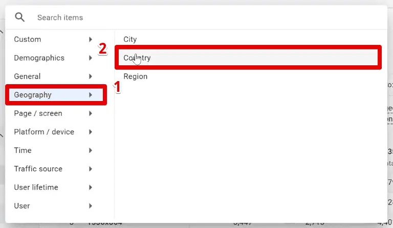 Adding country as a secondary dimension