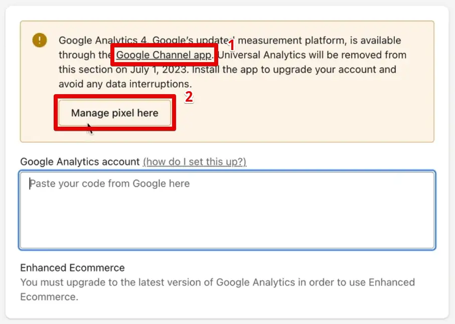 Connecting GA4 through the Google Channel app