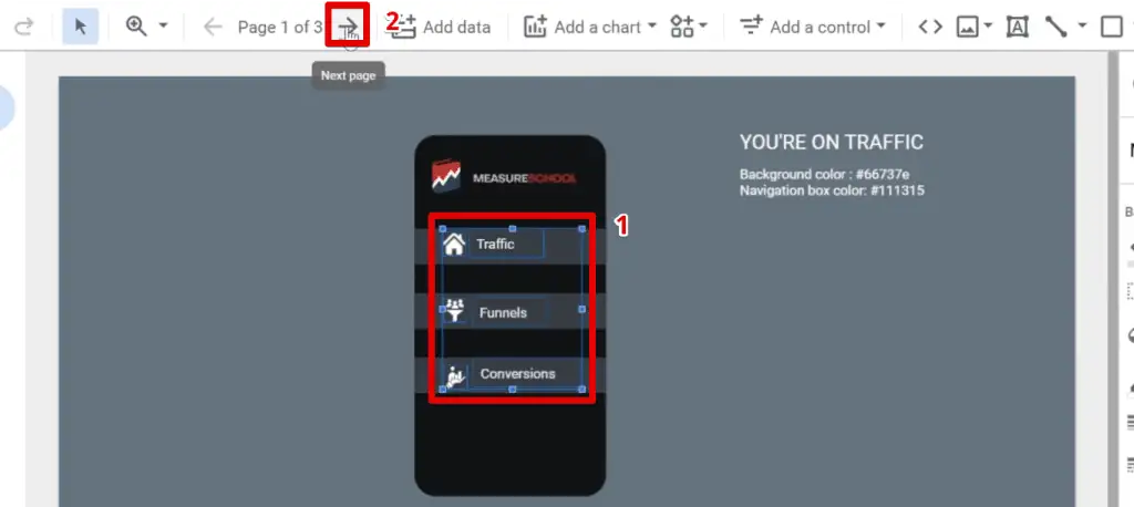 Copying the icons and text to the other pages