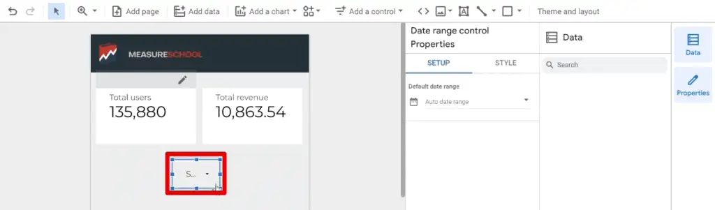 Cropped date range control label