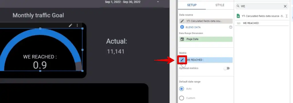 Editing the percentage metric