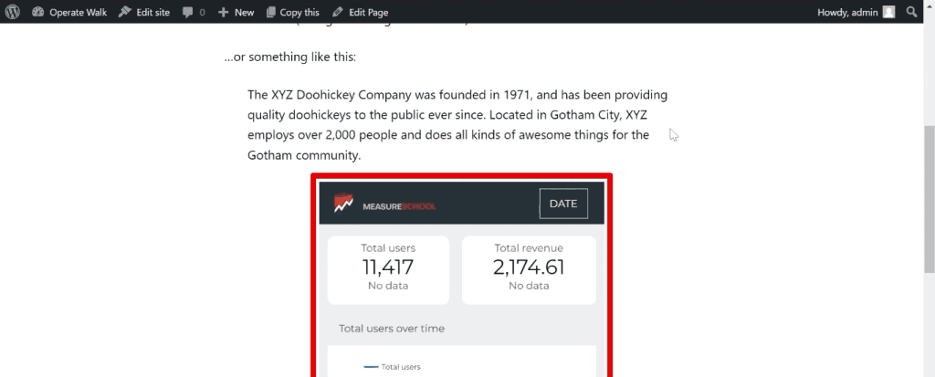 Embedded dashboard on your website