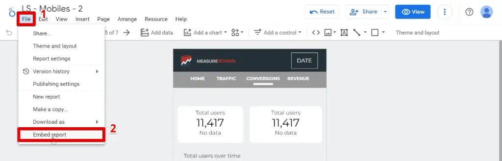 Embedding a dashboard