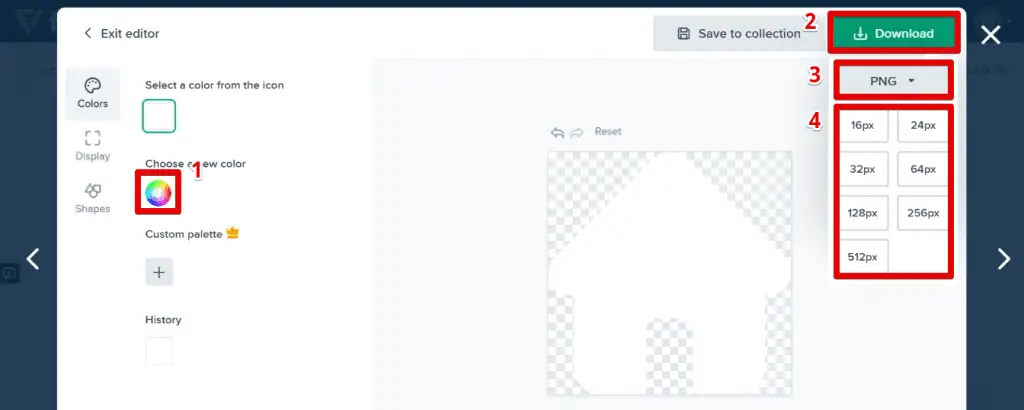 Formatting and downloading an icon
