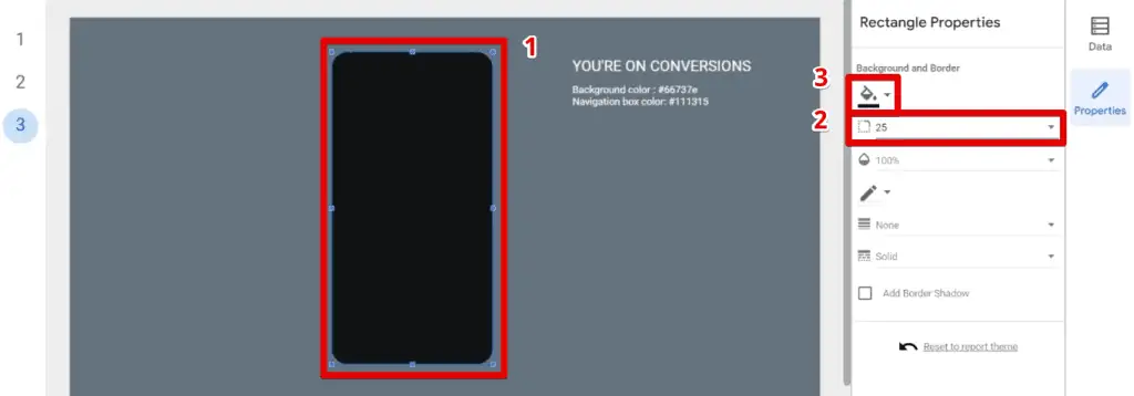 Formatting the rectangle