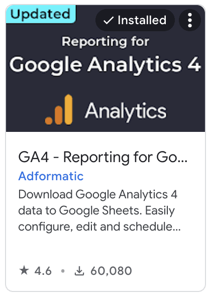 GA4 - Reporting for Google Analytics 4 add-on in Google Workspace