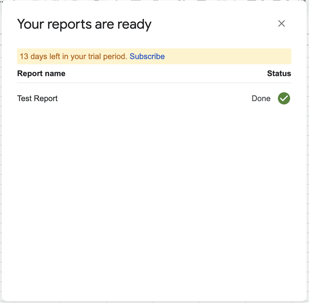 GA4 - Reporting for Google Analytics 4 add-on report status prompt