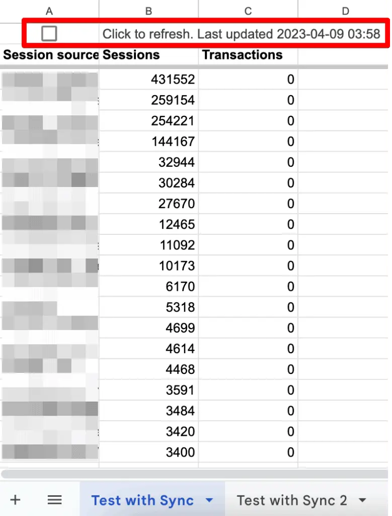 GA4 exported data with Sync add-on