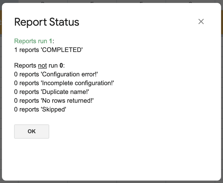 GA4 magic reports showing report status