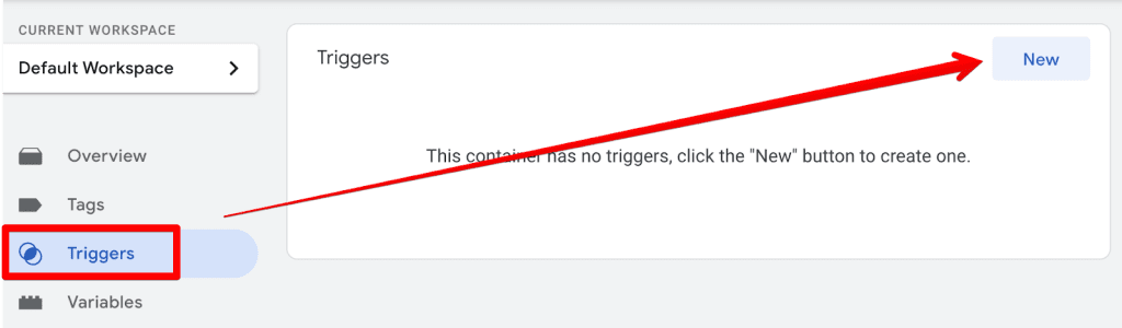 GTM interface to create a new trigger