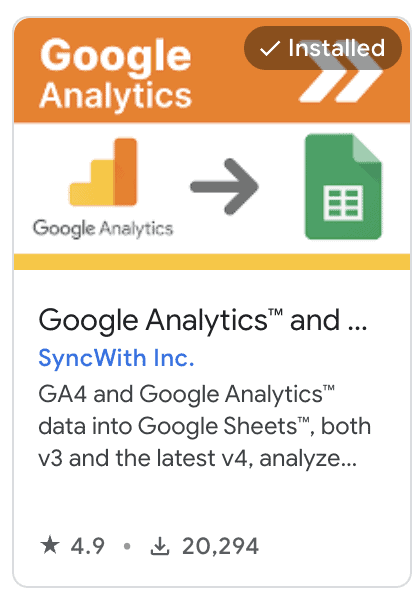 Google Analytics and GA4 Connector by Syncwith add-on in Google Workspace