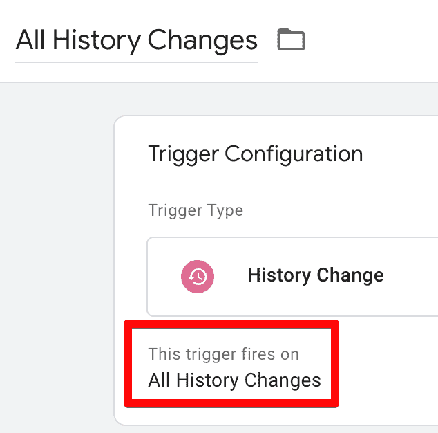 History change settings in GTM