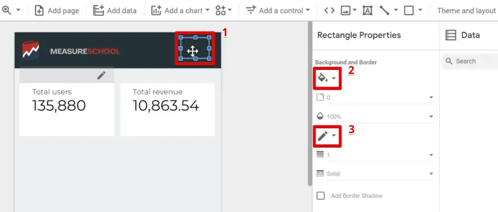 Inserting a transparent rectangle with a white border