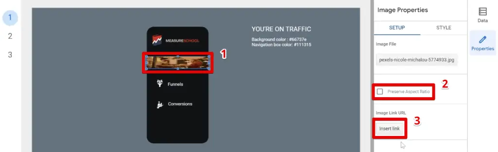 Inserting an image for the image link URL