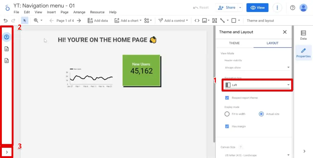 Left navigation type