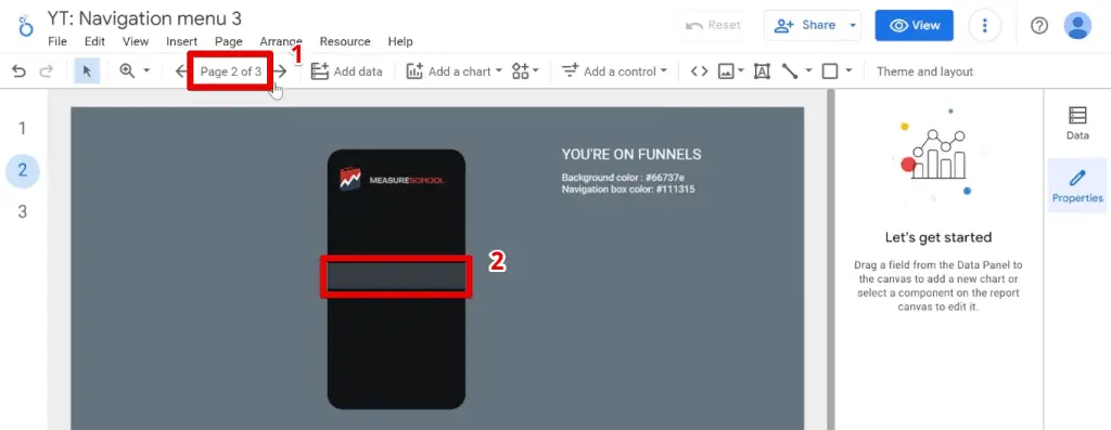 Navigation button indicator on the second page
