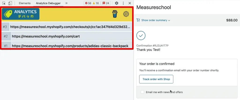 No tracking code on the thank you page