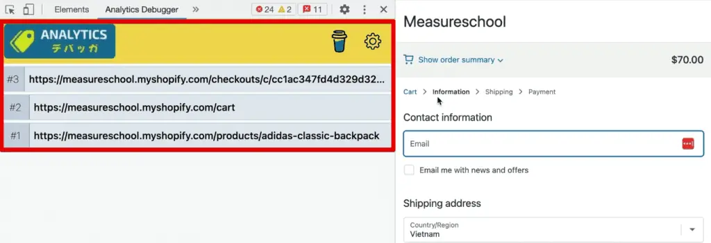 No tracking codes on the checkout pages