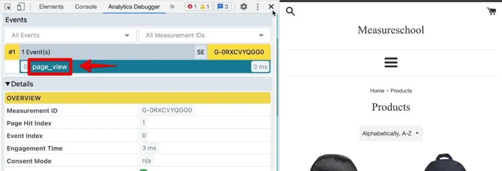 Page_view event in the category page