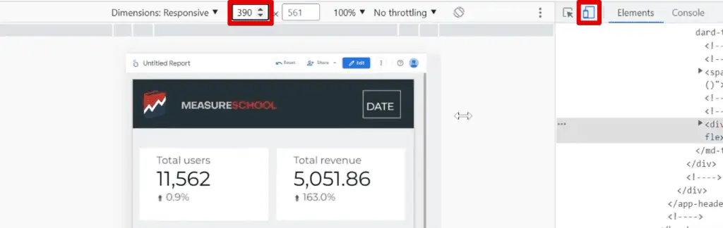 Previewing dashboards on mobile mode