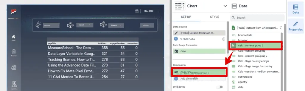 Replacing the table dimension with the calculated field