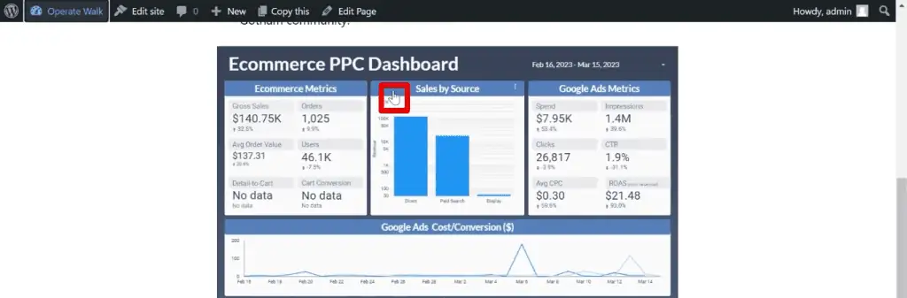 Responsive dashboard embed