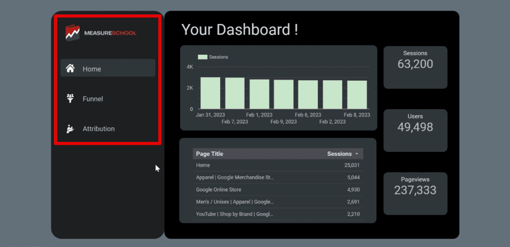 Sample navigation menu