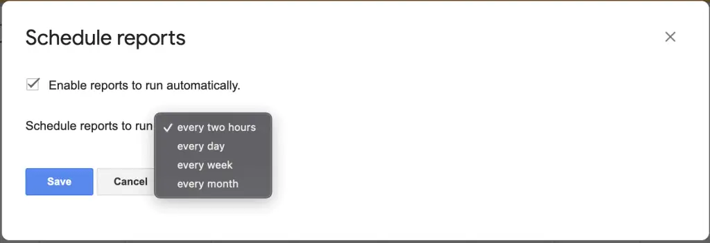 Schedule reports settings with GA4 magic reports add-on