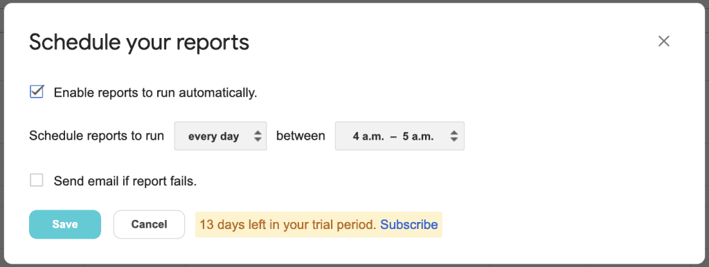 Schedule your reports with GA4 - Reporting for Google Analytics 4 add-on