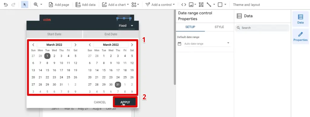 Selecting a date range