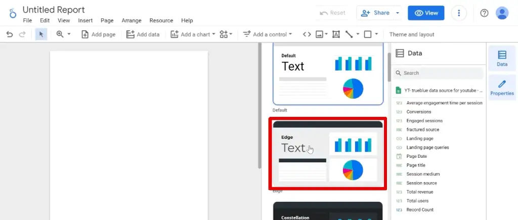 Selecting the edge theme