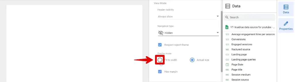 Setting the fit-to-width display mode