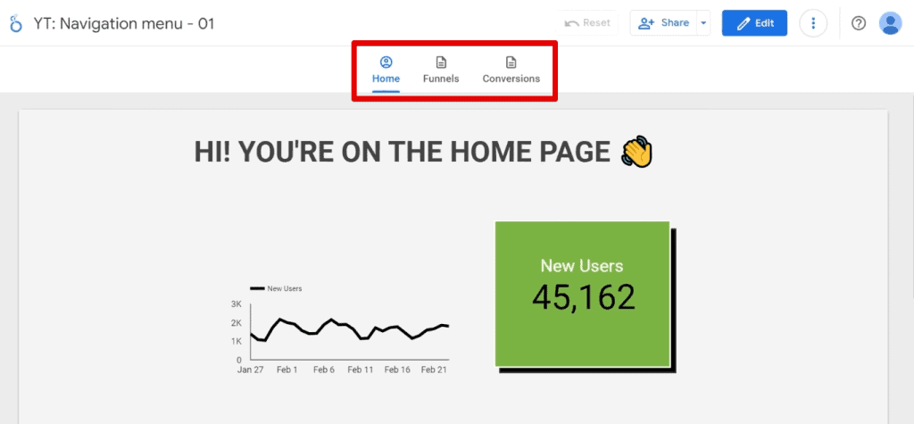 Standard navigation bars example