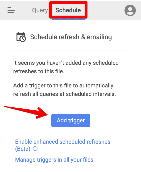 Supermetrics schedule query interface