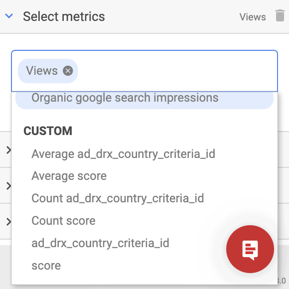 Supermetrics sidebar select metrics interface