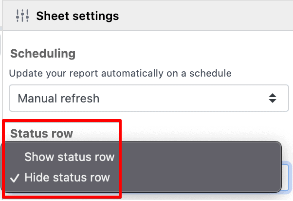 Syncwith show/hide status row settings