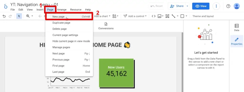 The first way of adding pages