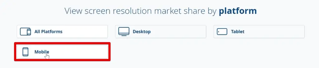 Viewing mobile screen resolutions