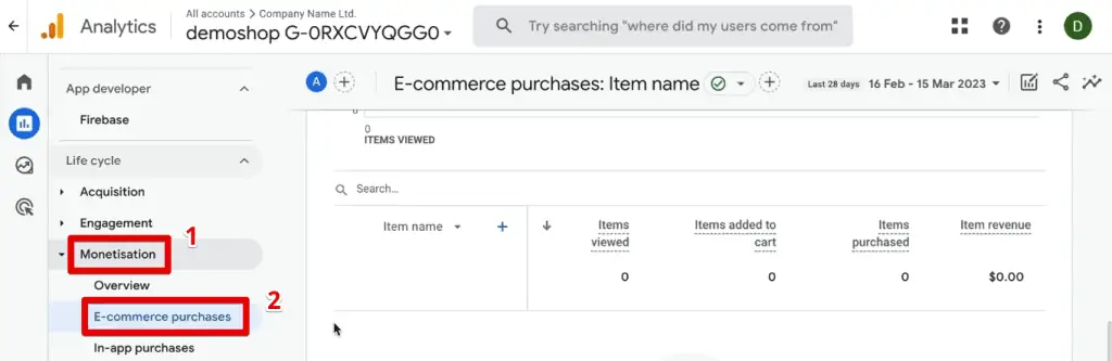 eCommerce purchases report