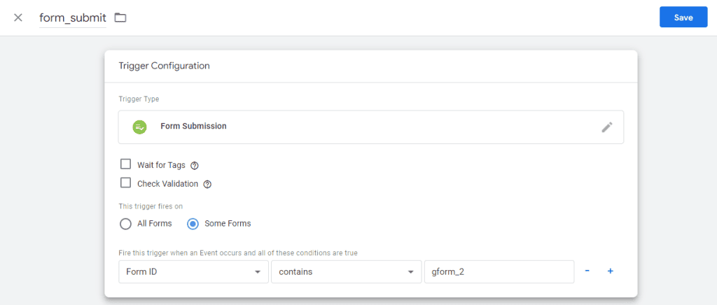 Adding Trigger to configured Tag