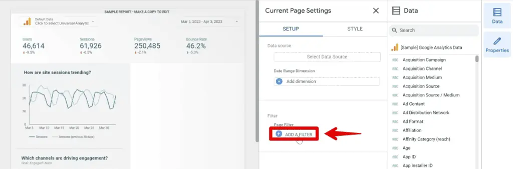 Adding a filter at the page level
