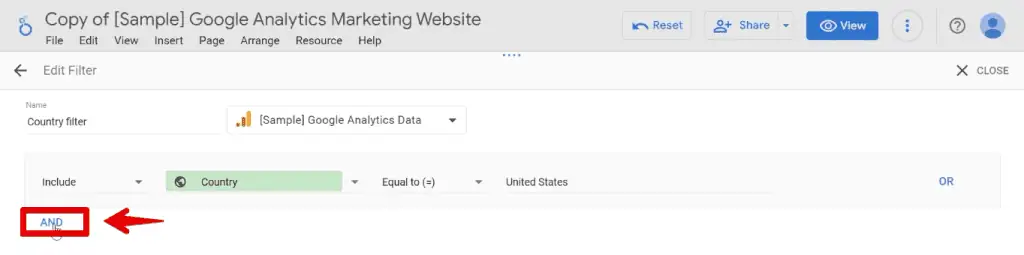 Adding a new condition to the filter