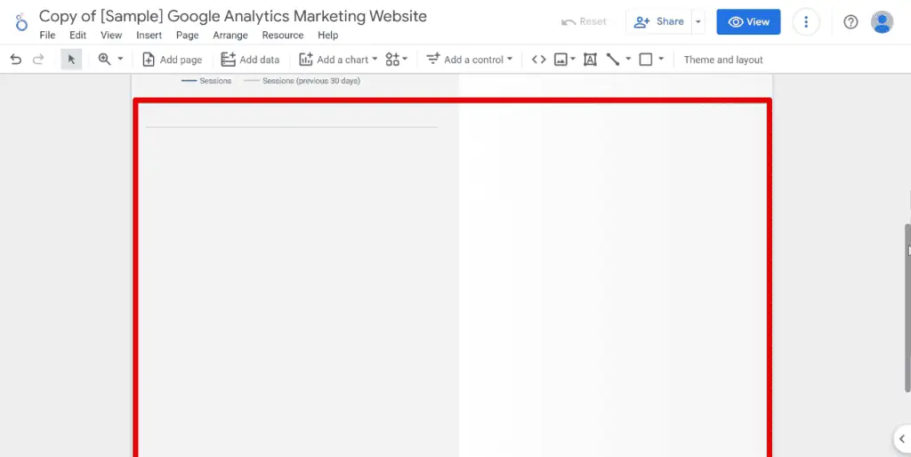 Blank space remaining at the bottom of the dashboard