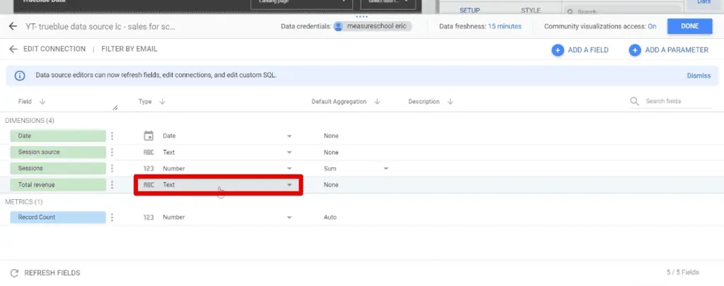 Changing the data type of the total revenue