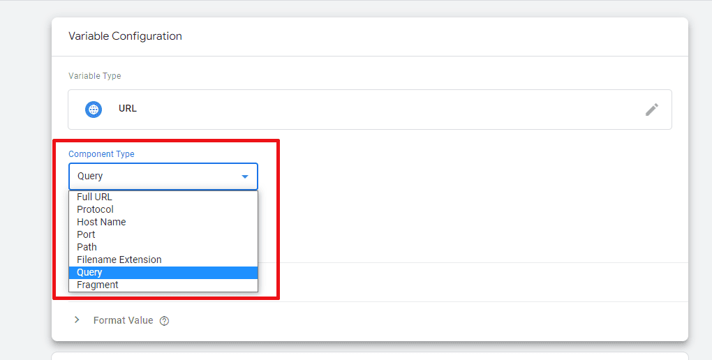 Choosing Component Type within Variable Configuration