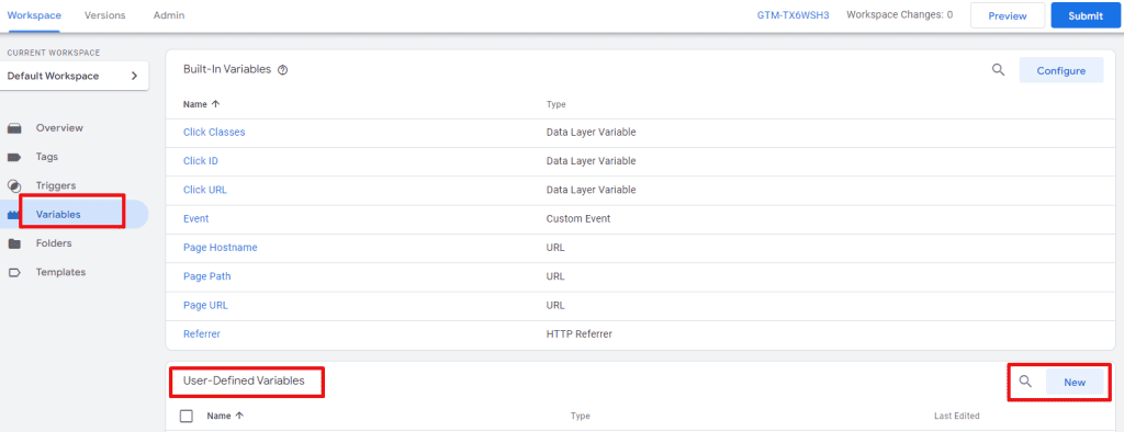 Creating a new User-defined Variable
