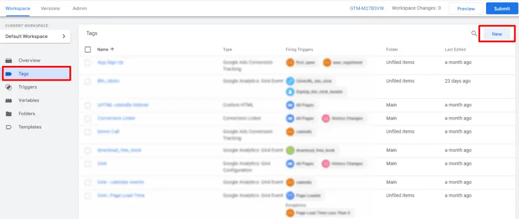 Creating a new tag within Google Tag Manager