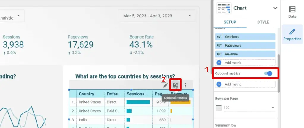 Enabling optional metrics